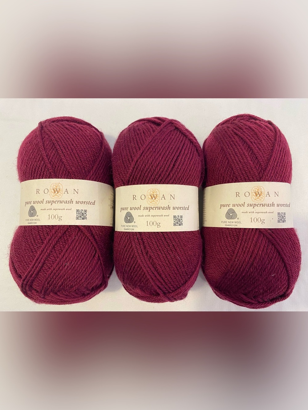 Rowan Pure Wool Superwash Worsted yarn 100% superwash wool dark red burgundy 3x